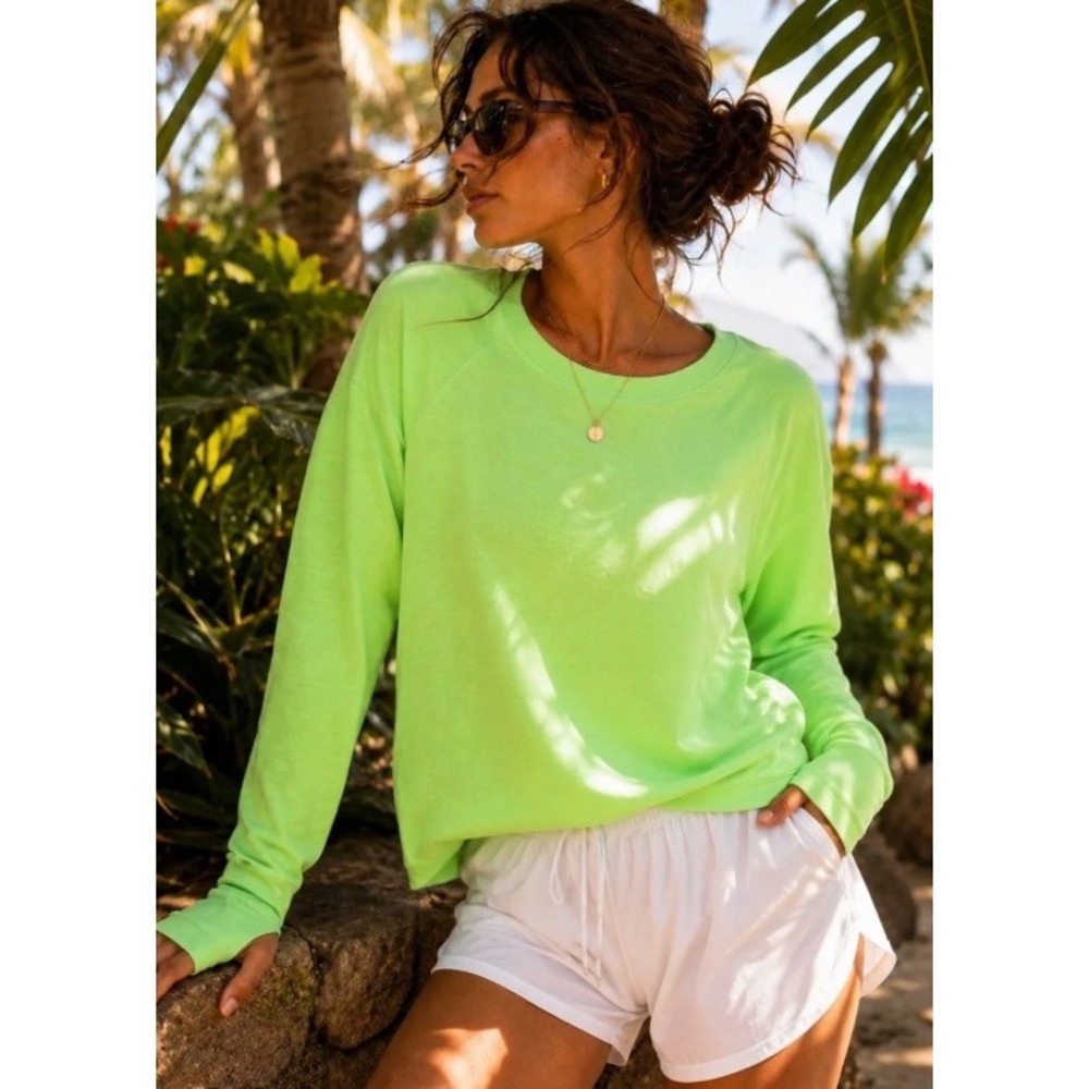 Sweaty Betty After Class Sweatshirt Lime Green XS SB5622 Thumbholes Pullover